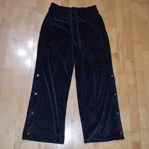 New! Victoria's Secret Women's Sz M Velour Diamante Wide Leg Snap Lounge Pants - Picture 2 of 9